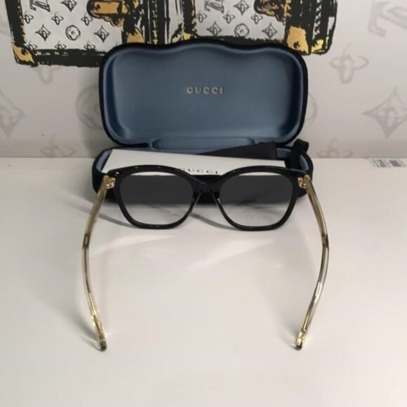 ✨ Luxury New Authentic Gucci GG0566O 001 Black Square Eyeglasses ✨ - Picture 10 of 13